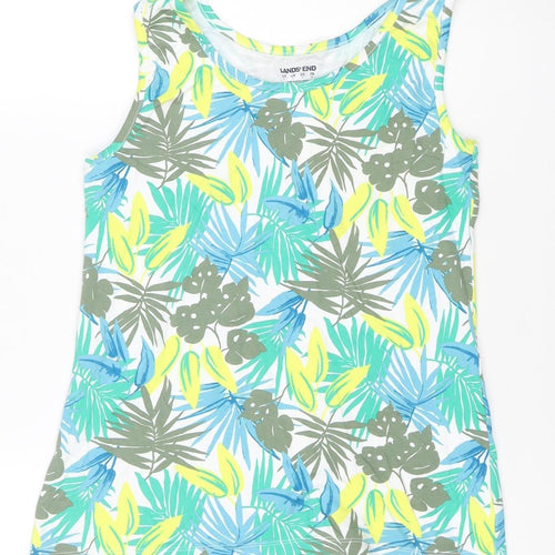 Lands' End Women Multicoloured S One Shoulder Tropical Cotton T-Shirt