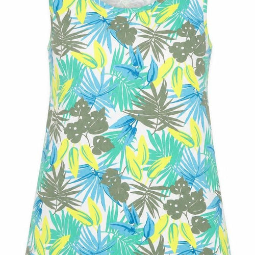 Lands' End Women Multicoloured S One Shoulder Tropical Cotton T-Shirt