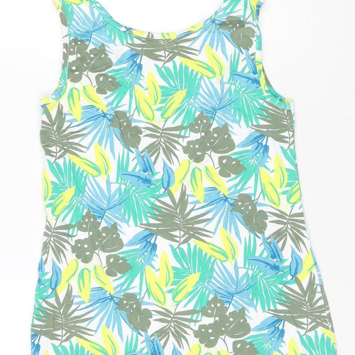 Lands' End Women Multicoloured S One Shoulder Tropical Cotton T-Shirt