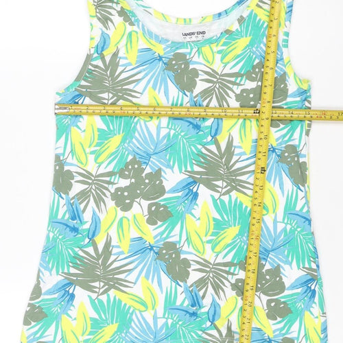 Lands' End Women Multicoloured S One Shoulder Tropical Cotton T-Shirt