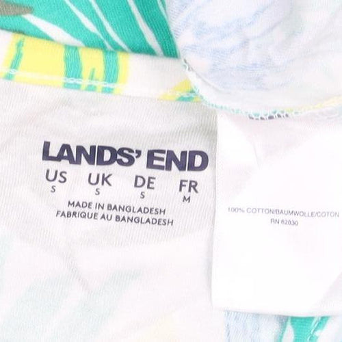 Lands' End Women Multicoloured S One Shoulder Tropical Cotton T-Shirt