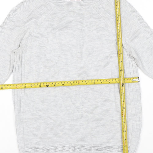Next Women Grey UK 10 Merino Wool Knit Short Sleeve Crew Neck Jumper