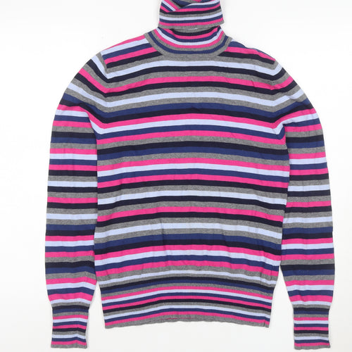 Next Women’s Multicoloured Stripe Roll Neck Knit Jumper UK 18