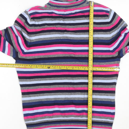 Next Women’s Multicoloured Stripe Roll Neck Knit Jumper UK 18