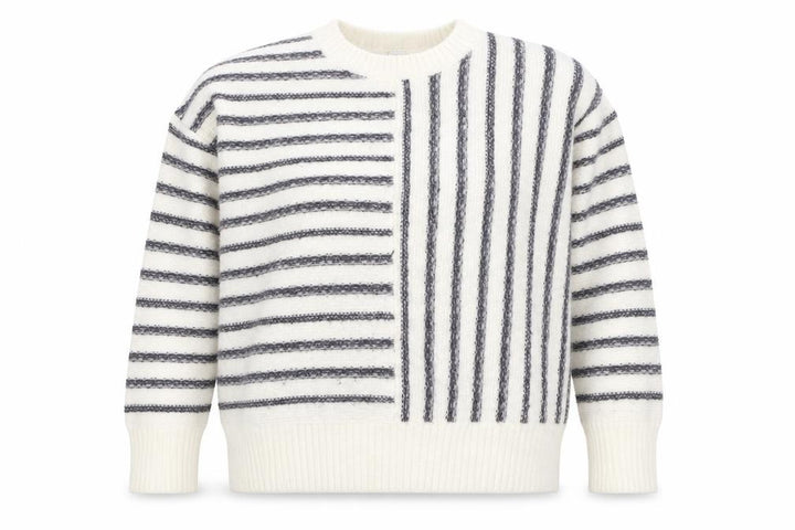 John Lewis Women Ivory Grey Striped Knit Jumper Size 12