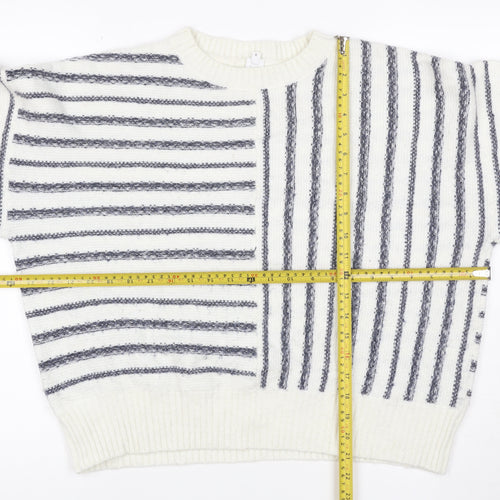 John Lewis Women Ivory Grey Striped Knit Jumper Size 12