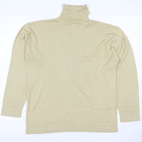 SJ Designs Women’s Gold Glitter Roll Neck Knit Jumper Size M