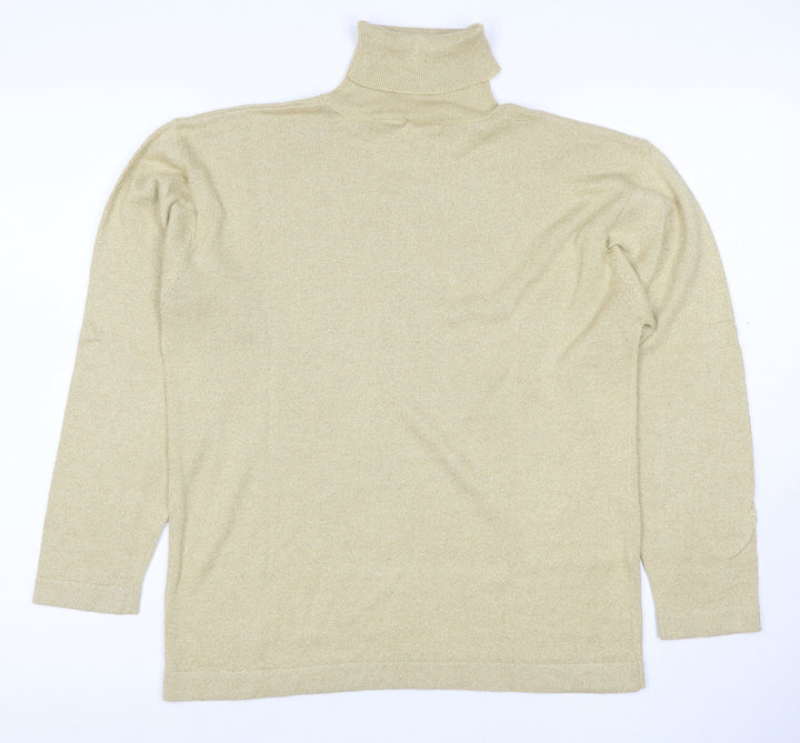 SJ Designs Women’s Gold Glitter Roll Neck Knit Jumper Size M