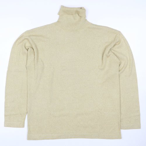 SJ Designs Women’s Gold Glitter Roll Neck Knit Jumper Size M