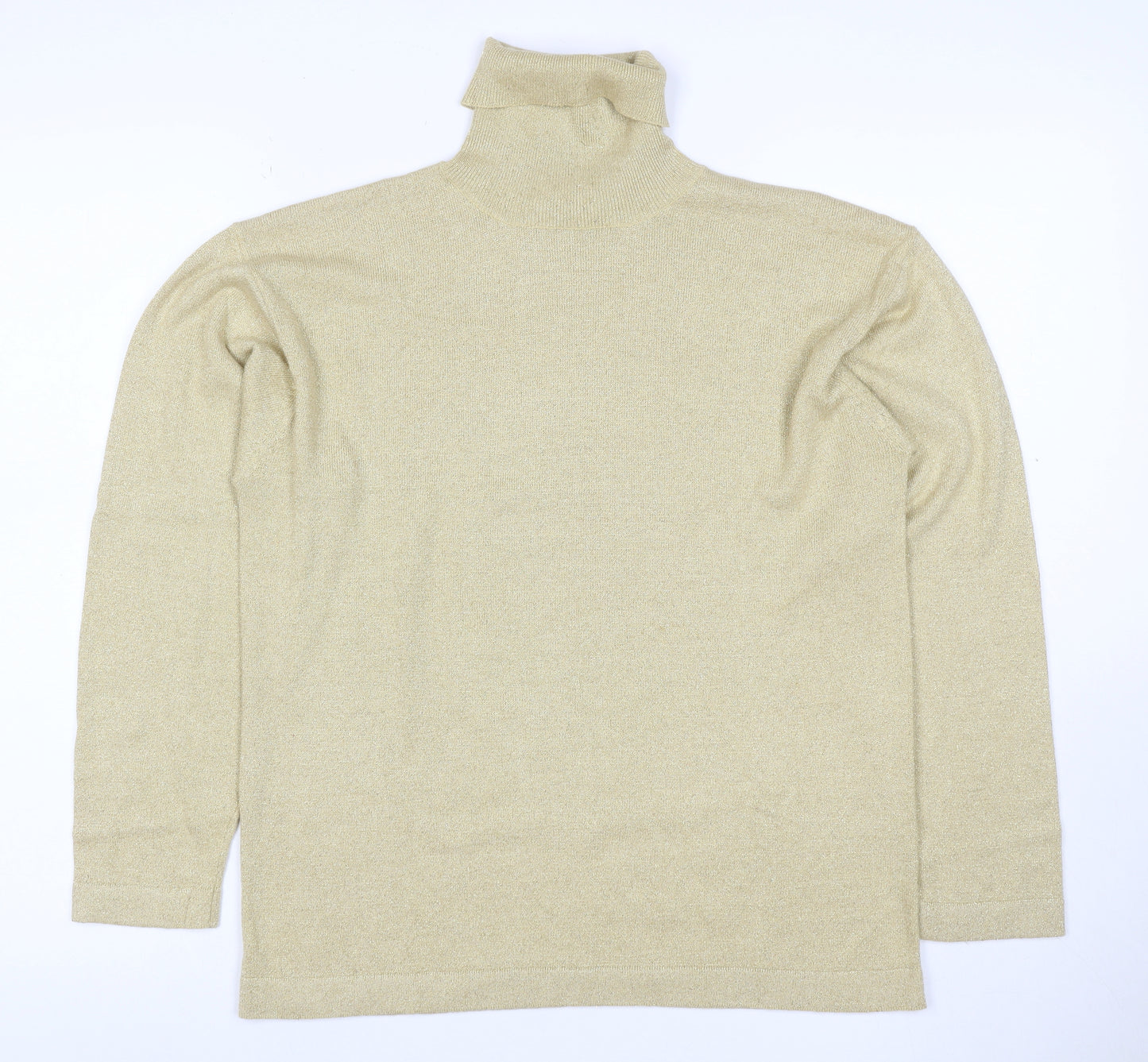 SJ Designs Women’s Gold Glitter Roll Neck Knit Jumper Size M