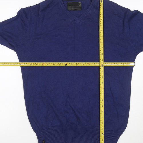 Diverse Men’s Blue Cotton V-Neck Pullover Jumper Size M