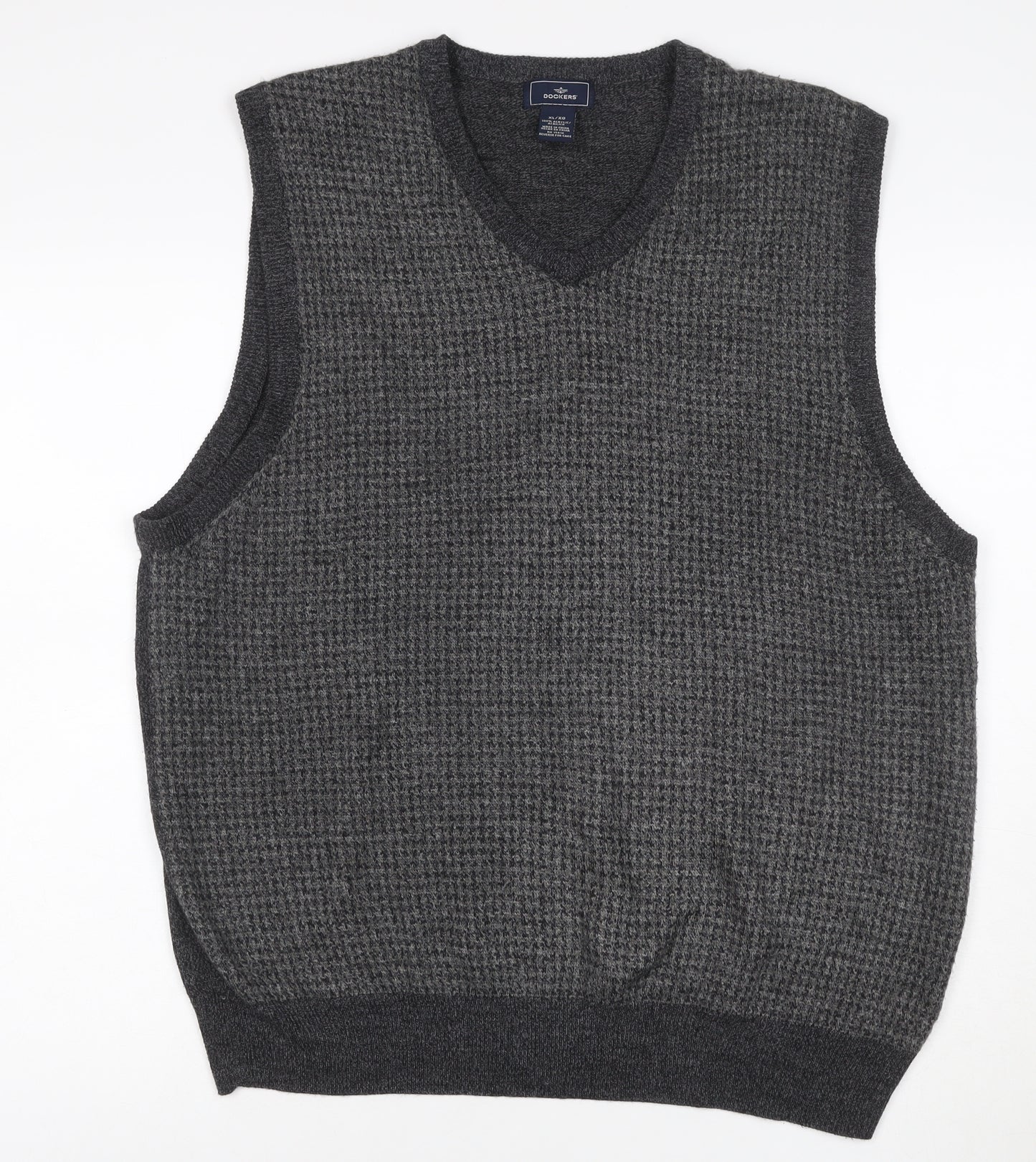 Dockers Men’s Grey XL V-Neck Acrylic Knit Sweater Vest Classic