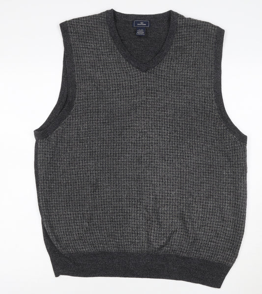 Dockers Men’s Grey XL V-Neck Acrylic Knit Sweater Vest Classic