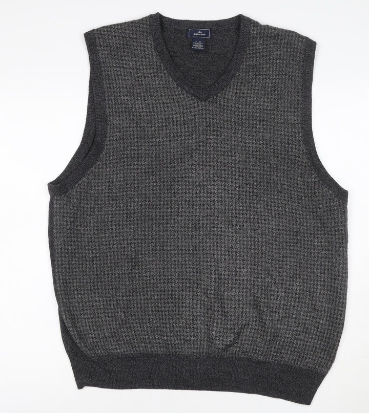 Dockers Men’s Grey XL V-Neck Acrylic Knit Sweater Vest Classic