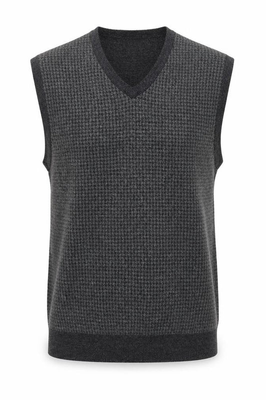 Front view of Dockers Men’s Grey XL V-Neck Acrylic Knit Sweater Vest Classic