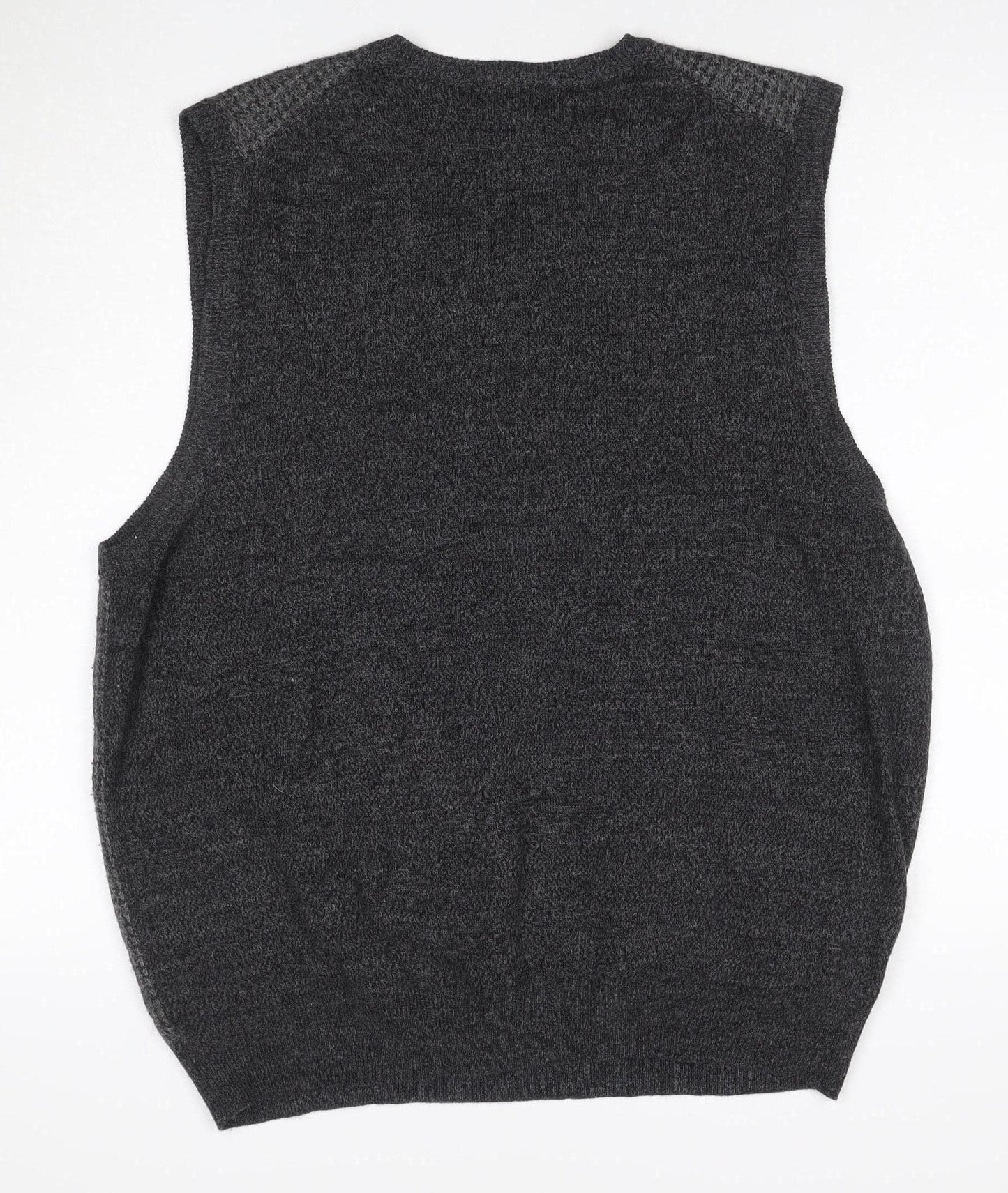 Roundtree & Yorke Men Grey L Cable Knit Button V-Neck Cardigan Vest