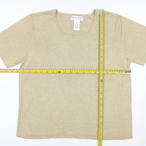 Draper's & Damon's Women Beige UK 14 Petite Metallic Knit Top