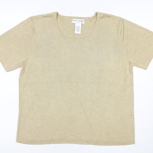 Draper's & Damon's Women Beige UK 14 Petite Metallic Knit Top