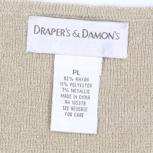 Draper's & Damon's Women Beige UK 14 Petite Metallic Knit Top