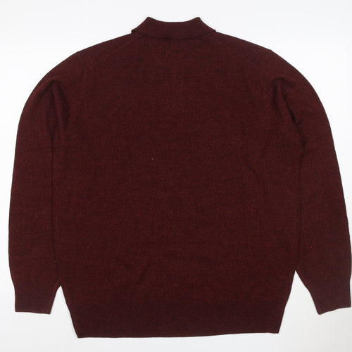 Dockers Men’s Brown L Argyle Collared Henley Knit Jumper