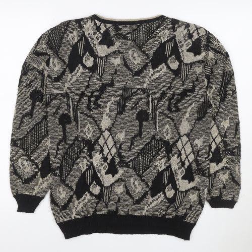 Helen Harper Women’s Black Beige S Geometric Retro Knit Jumper