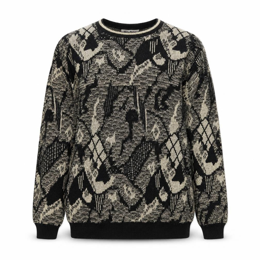 Helen Harper Women’s Black Beige S Geometric Retro Knit Jumper