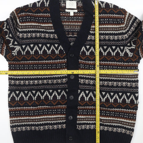 Marks and Spencer Men Multicoloured L Fair Isle Lambswool Blend Cardigan