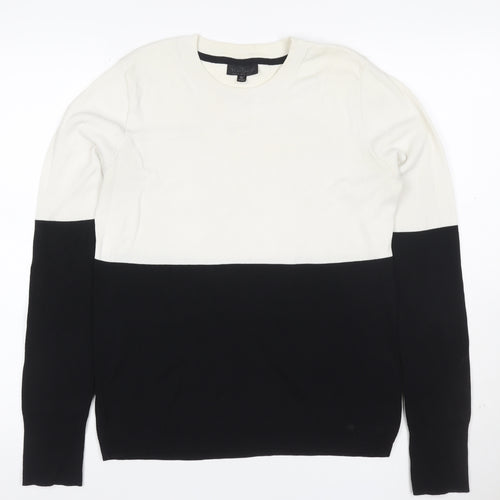 Topshop Tall Women’s Ivory Black Colour Block Knit Jumper UK 14
