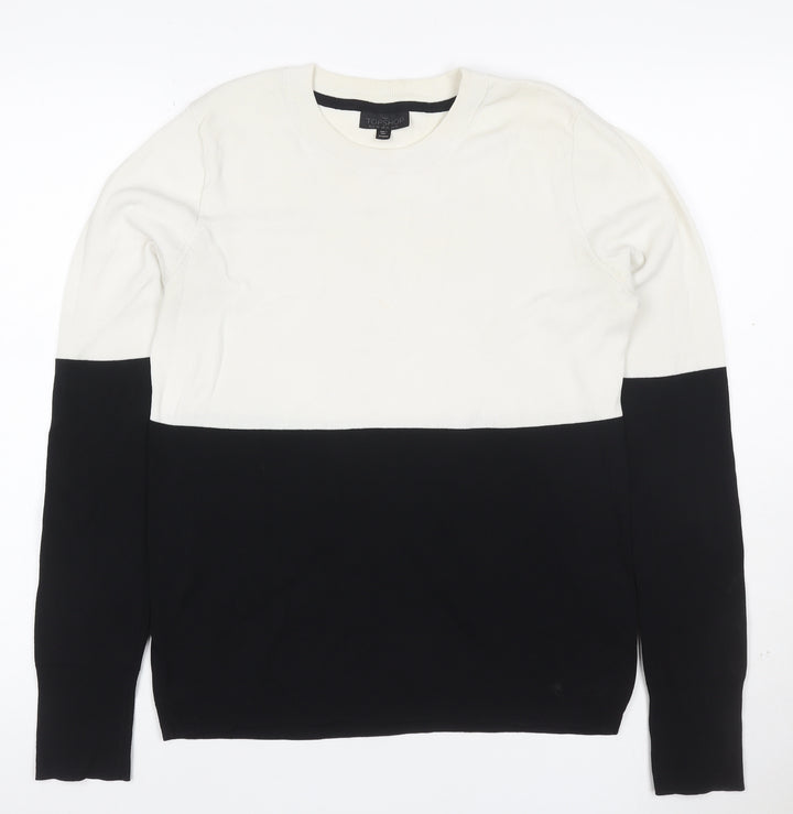 Topshop Tall Women’s Ivory Black Colour Block Knit Jumper UK 14