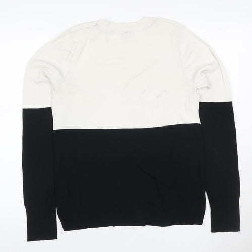 Topshop Tall Women’s Ivory Black Colour Block Knit Jumper UK 14