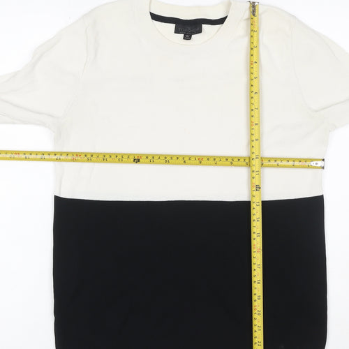 Topshop Tall Women’s Ivory Black Colour Block Knit Jumper UK 14
