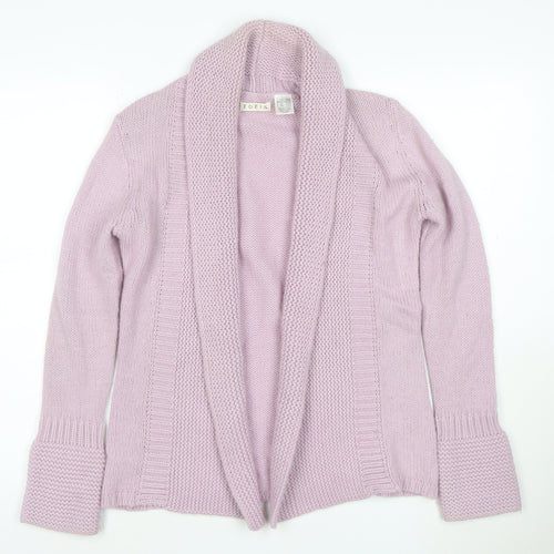 Edeis Women’s Pink UK 12 Open Shawl Collar Cable Knit Cardigan