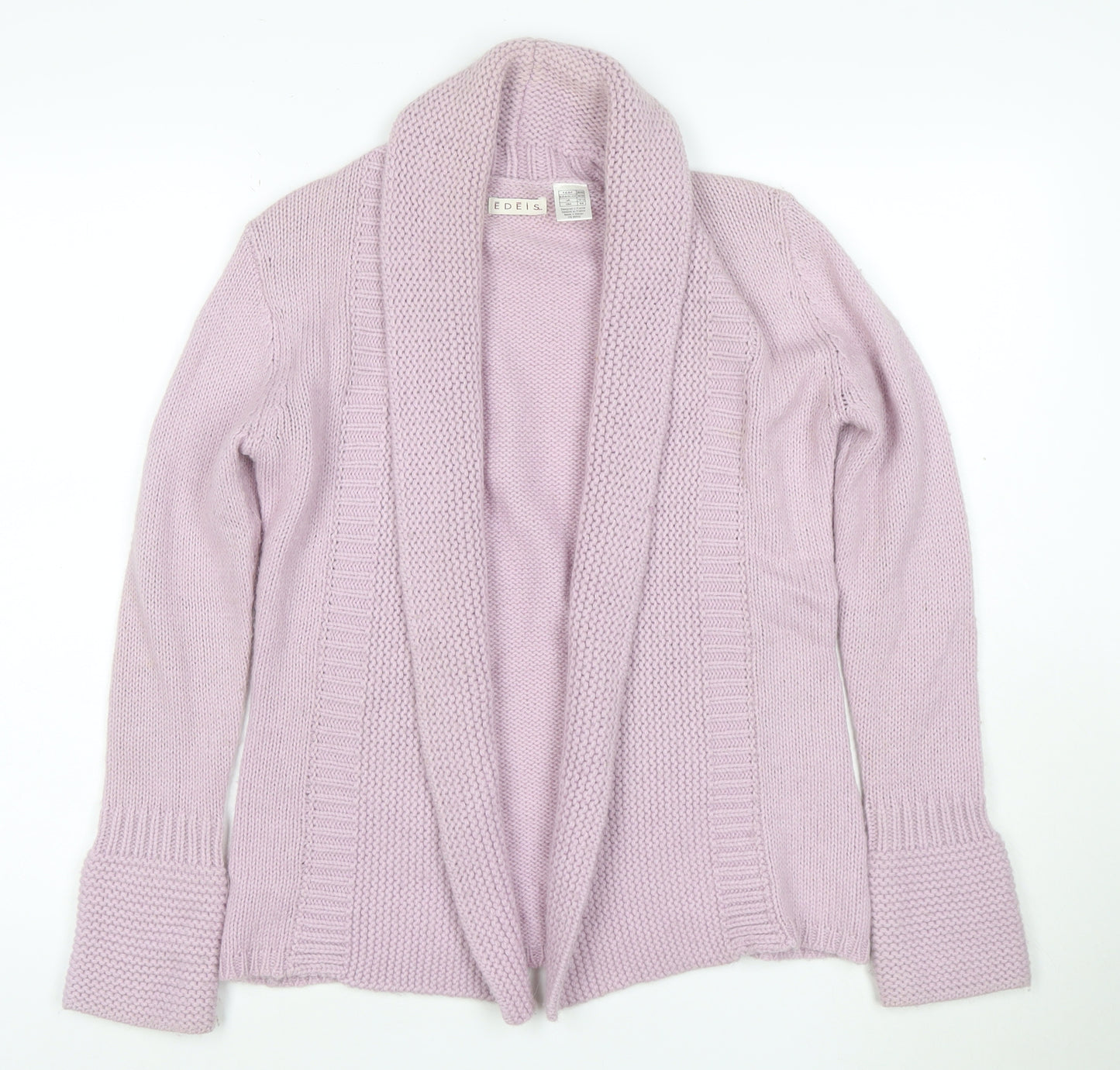 Edeis Women’s Pink UK 12 Open Shawl Collar Cable Knit Cardigan