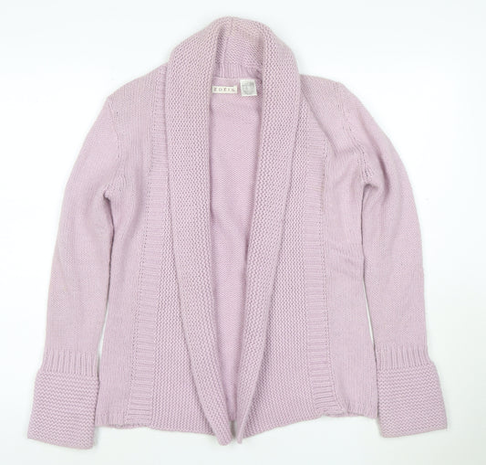 Edeis Women’s Pink UK 12 Open Shawl Collar Cable Knit Cardigan