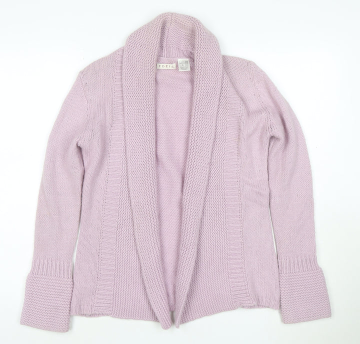Edeis Women’s Pink UK 12 Open Shawl Collar Cable Knit Cardigan