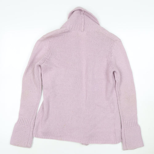 Edeis Women’s Pink UK 12 Open Shawl Collar Cable Knit Cardigan