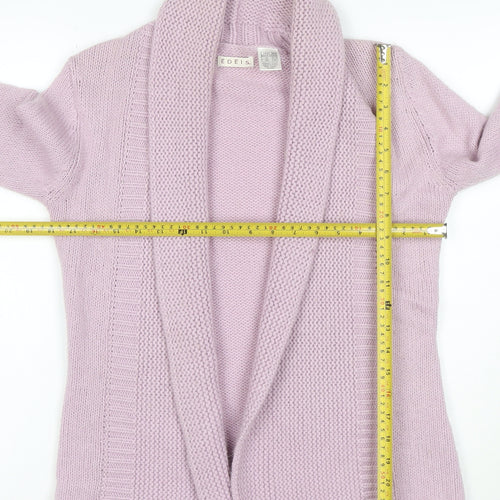 Edeis Women’s Pink UK 12 Open Shawl Collar Cable Knit Cardigan