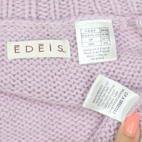 Edeis Women’s Pink UK 12 Open Shawl Collar Cable Knit Cardigan