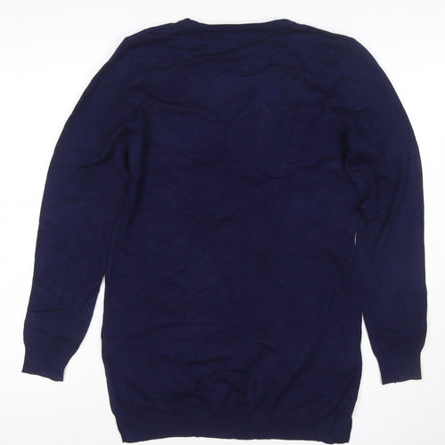 Simon Jeffery Women’s Blue S Rhinestone Knit Tunic Long Sleeve Top