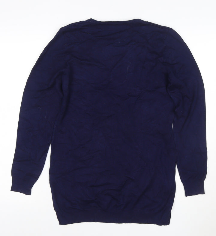 Simon Jeffery Women’s Blue S Rhinestone Knit Tunic Long Sleeve Top