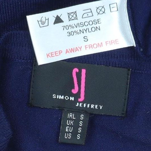 Simon Jeffery Women’s Blue S Rhinestone Knit Tunic Long Sleeve Top