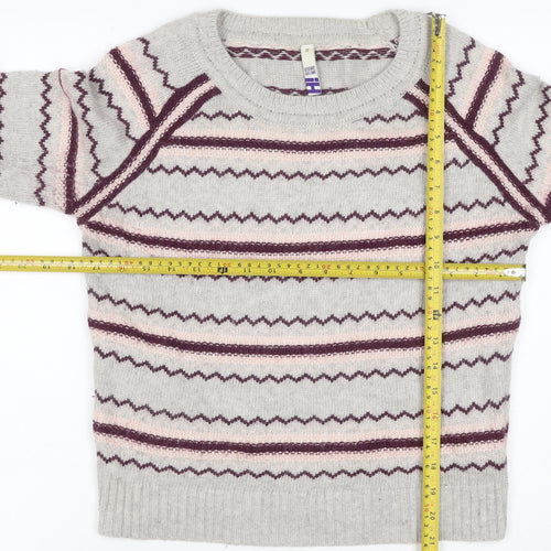 Henry Holland Women’s Grey Fair Isle Angora Blend Jumper Size 12