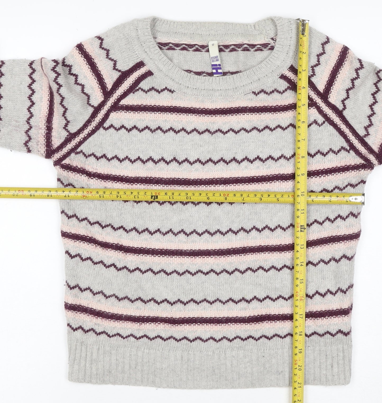 Henry Holland Women’s Grey Fair Isle Angora Blend Jumper Size 12