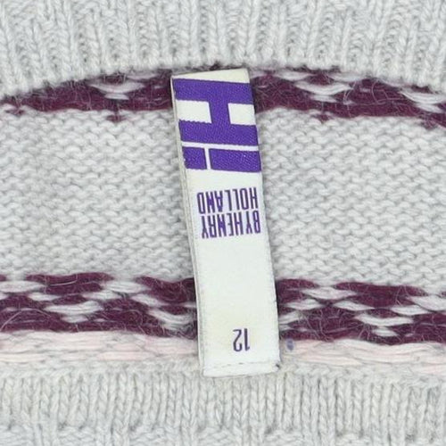 Henry Holland Women’s Grey Fair Isle Angora Blend Jumper Size 12