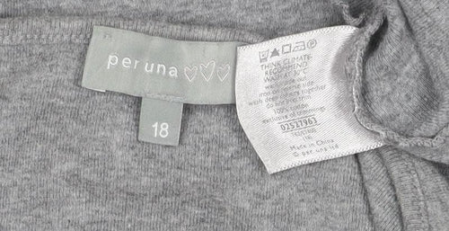 Per Una Women Grey UK 18 Embroidered Floral Lace-Up 3/4 Sleeve Blouse