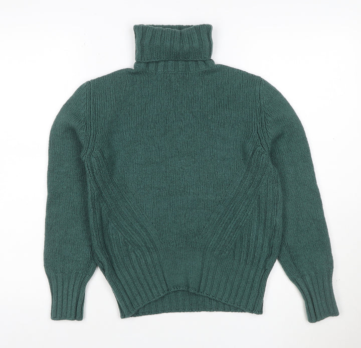 Danour Women’s Green Wool Roll Neck Knit Jumper Size L
