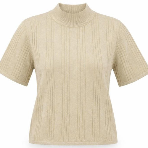 Croft & Barrow Women Gold M Ribbed Metallic Knit Mock Neck Top