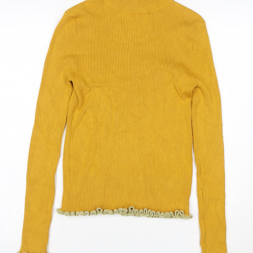 Marks and Spencer Women Orange UK 10 Cropped Rib Knit High Neck Top