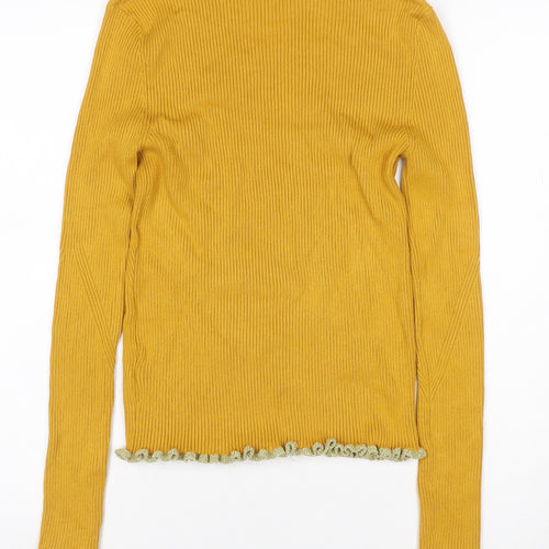 Marks and Spencer Women Orange UK 10 Cropped Rib Knit High Neck Top