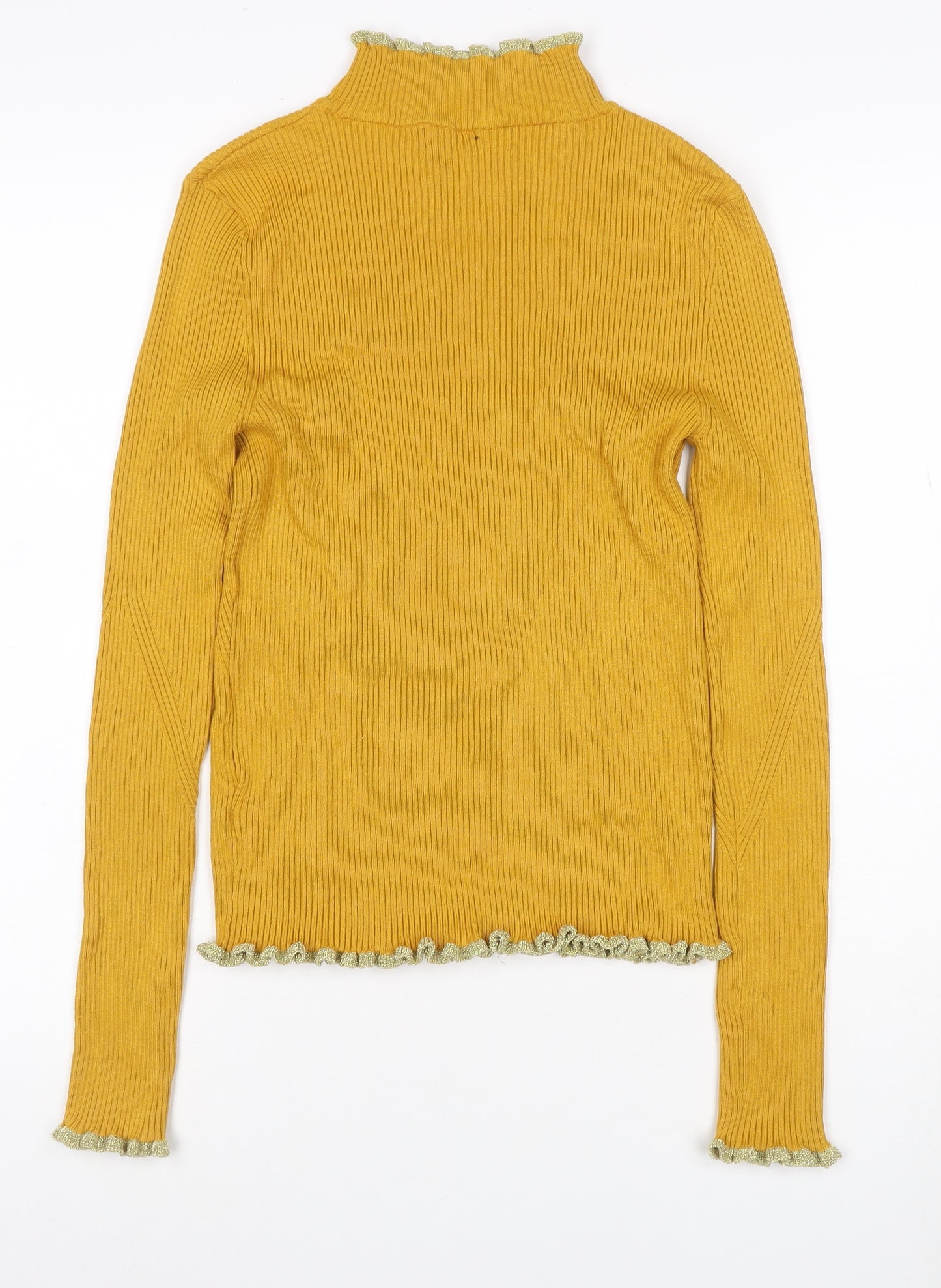 Marks and Spencer Women Orange UK 10 Cropped Rib Knit High Neck Top